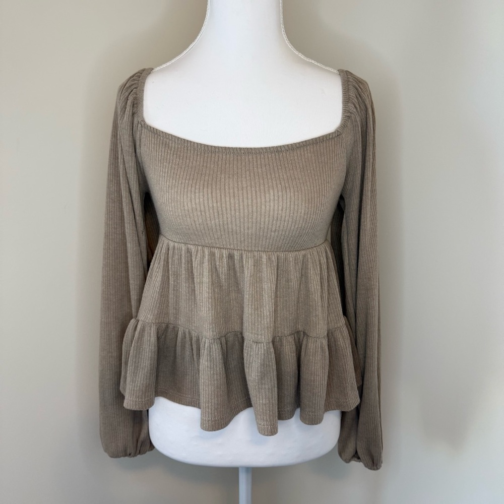 Altar'd State Beige Tiered Blouse